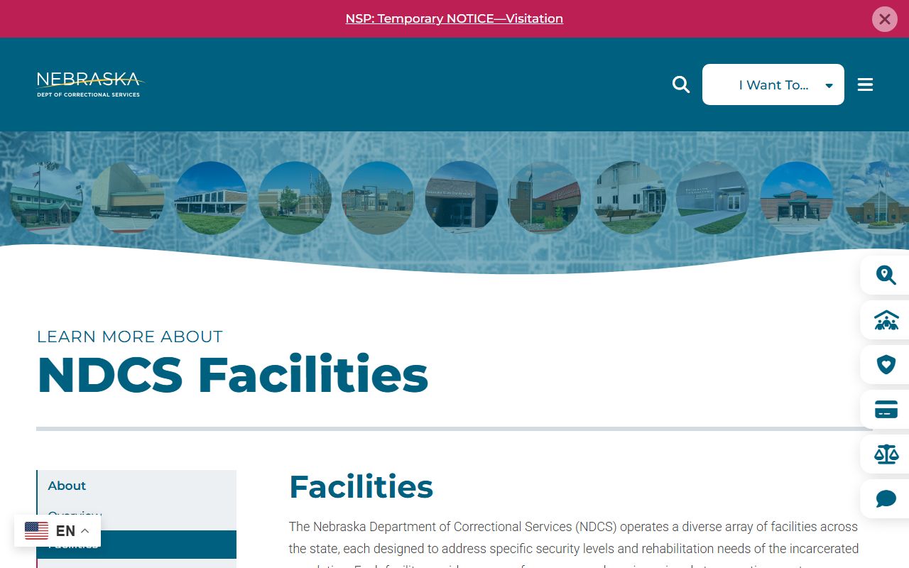 Nebraska NDCS statewide facilities directory for prison population routing